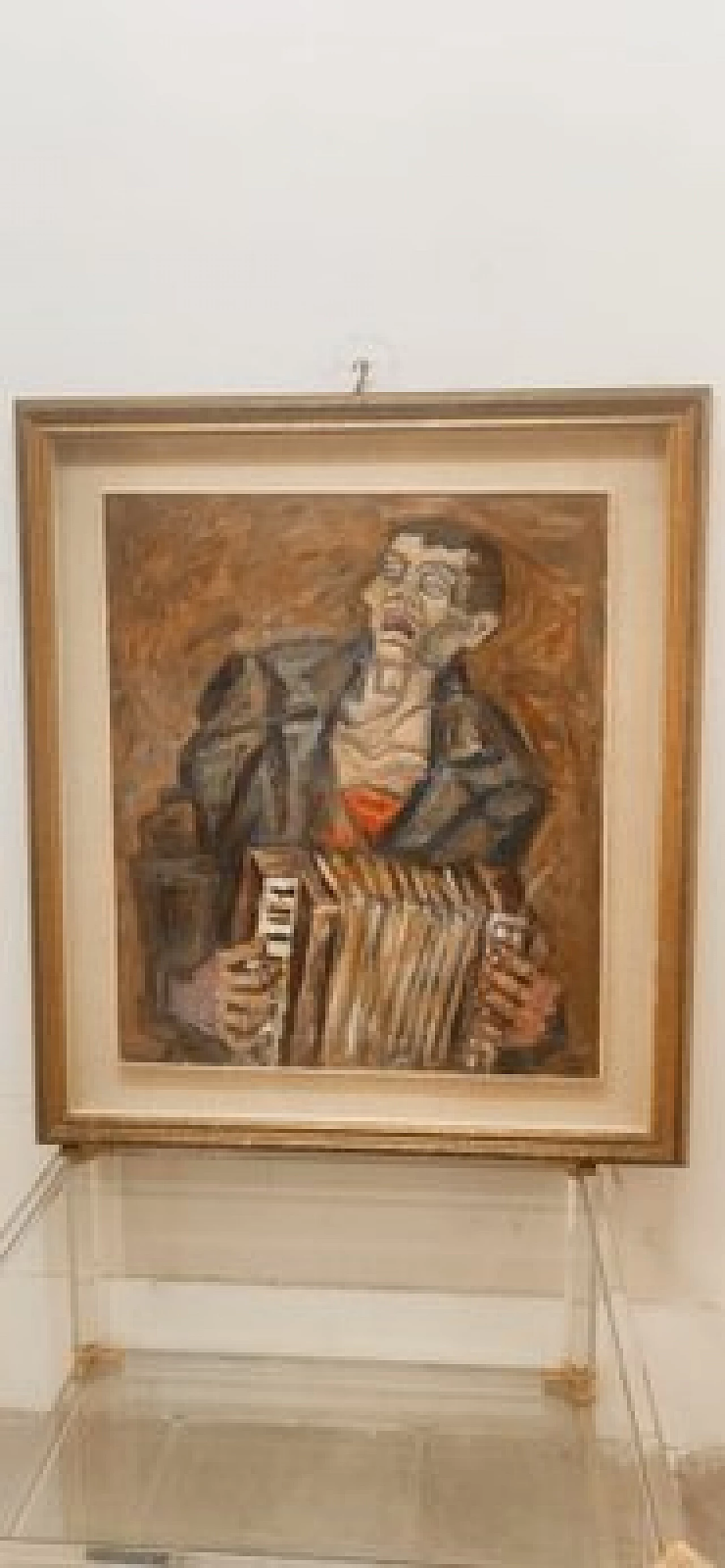 Emilio Notte, Il suonatore cieco, dipinto a olio su tela, anni '70 5