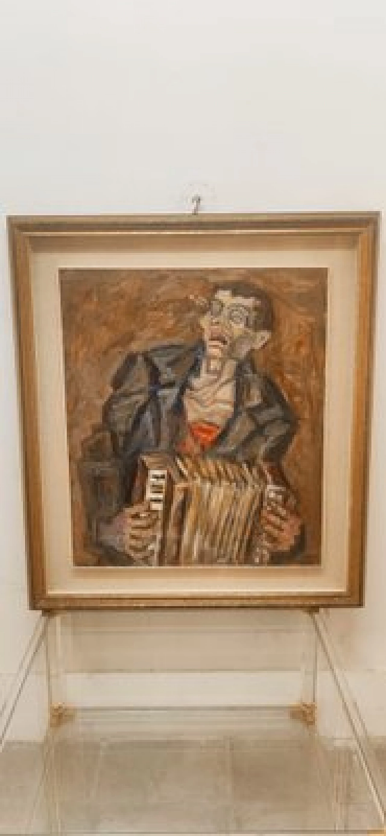 Emilio Notte, Il suonatore cieco, dipinto a olio su tela, anni '70 6