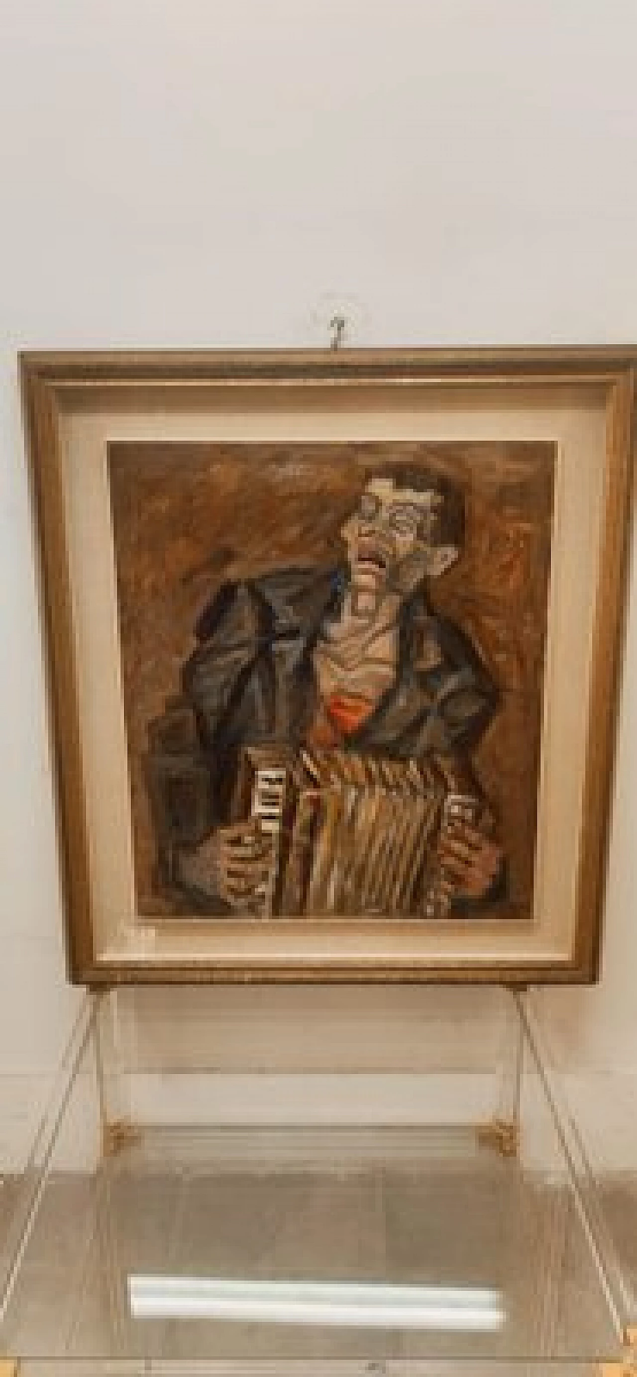 Emilio Notte, The blind musician, oil painting on canvas, 1970s 7