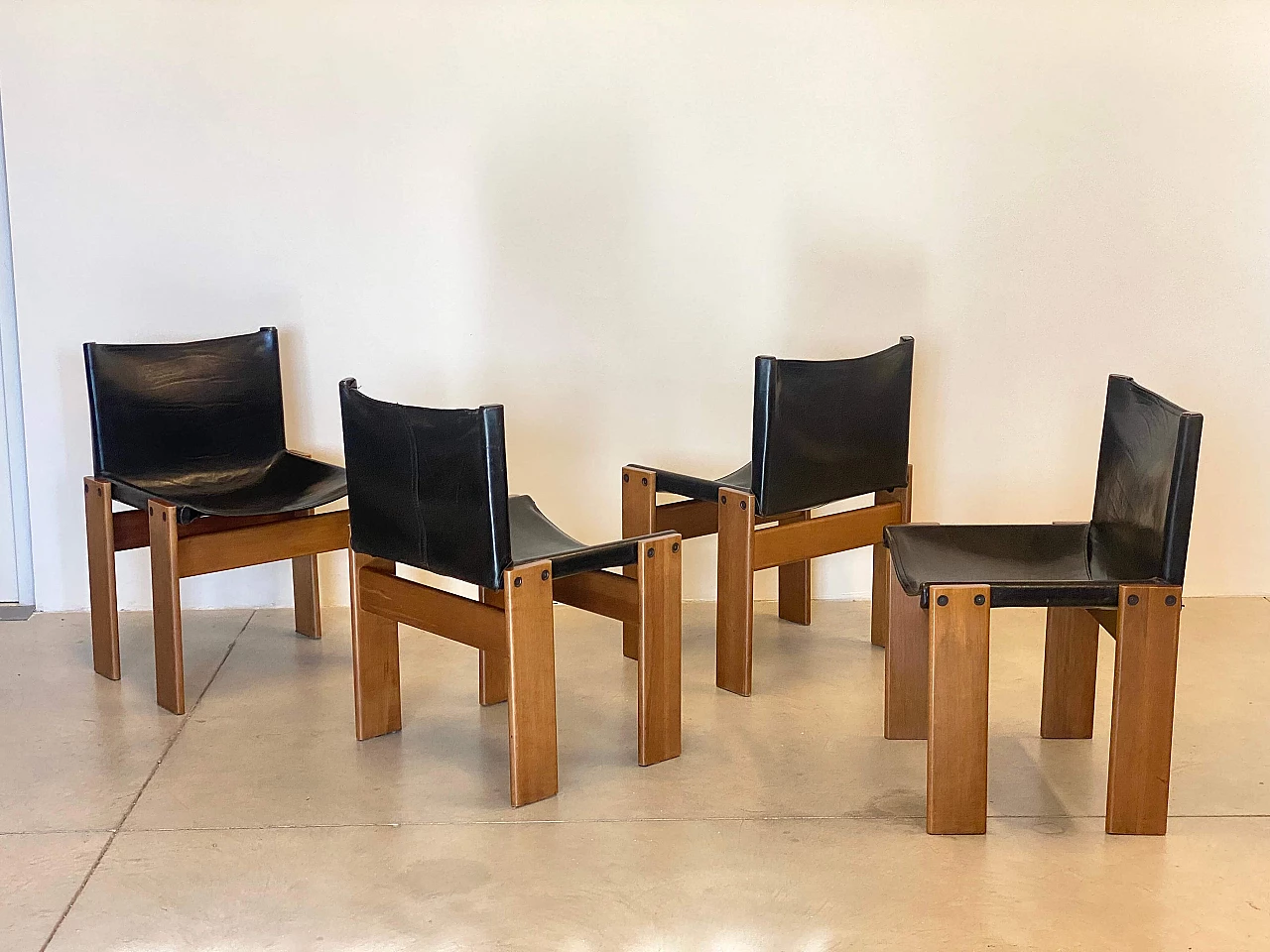 4 Monk chairs by Afra and Tobia Scarpa for Molteni, 1970s 1