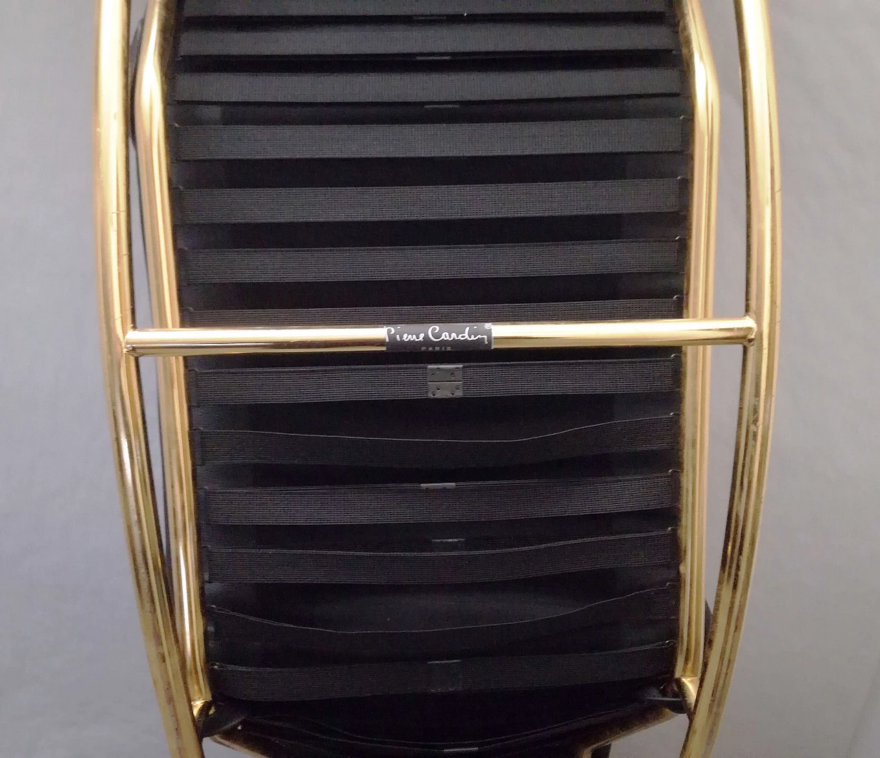 Chaise longue stile Bauhaus in metallo dorato e pelle, anni '80 21