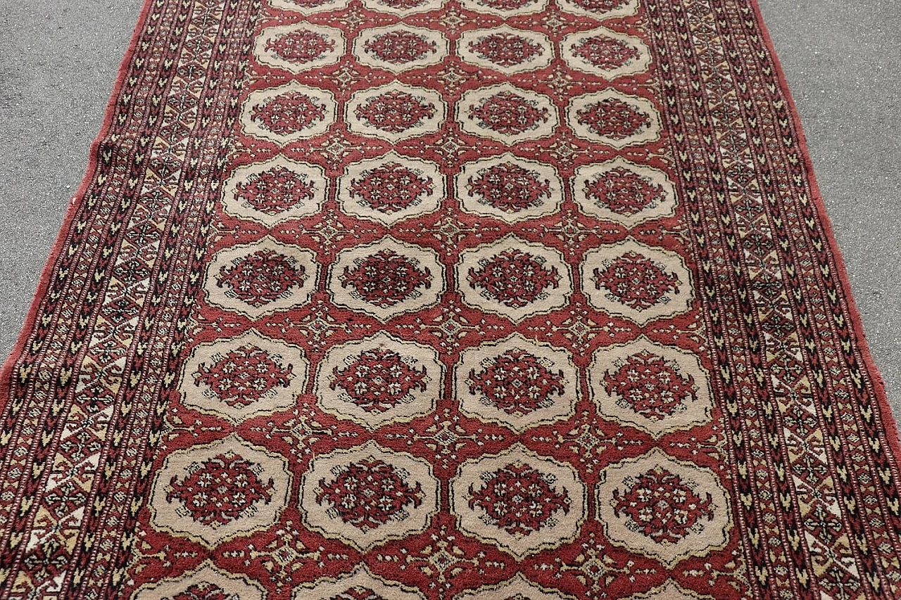 Hand-knotted wool Bokhara carpet, 1930s 6
