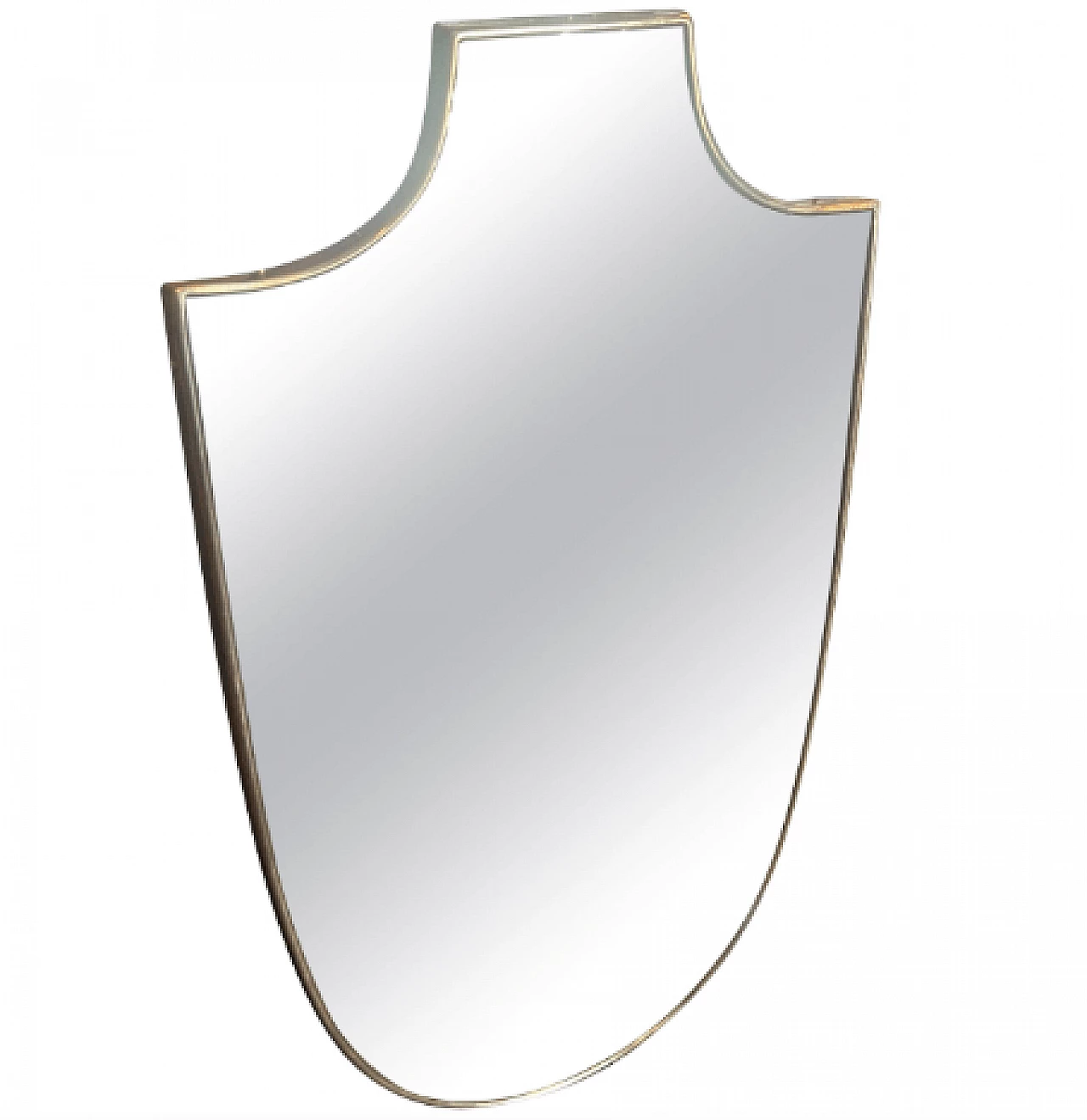 Brass shield mirror in the style of Gio Ponti, 1950s 1
