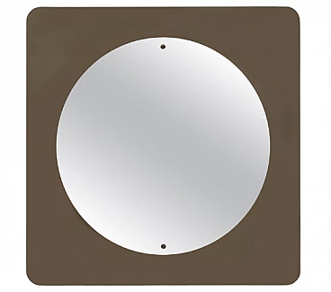 Specchio da parete in vetro bronzo fumé, anni '70