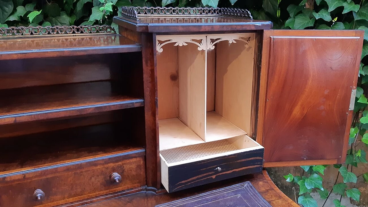 Lombard Napoleon III walnut-root writing desk with riser, 19th century 5