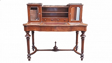 Lombard Napoleon III walnut-root writing desk with riser, 19th century
