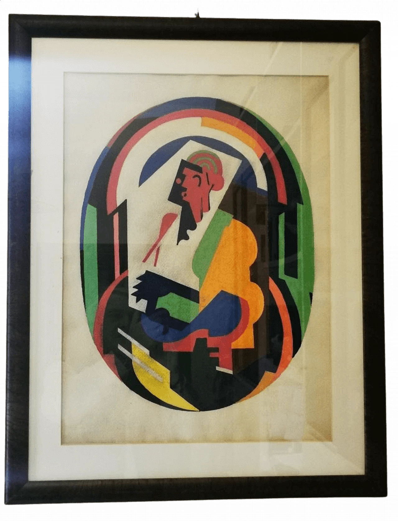 Albert Gleizes, astrazione cubista, dipinto a tempera su carta 1