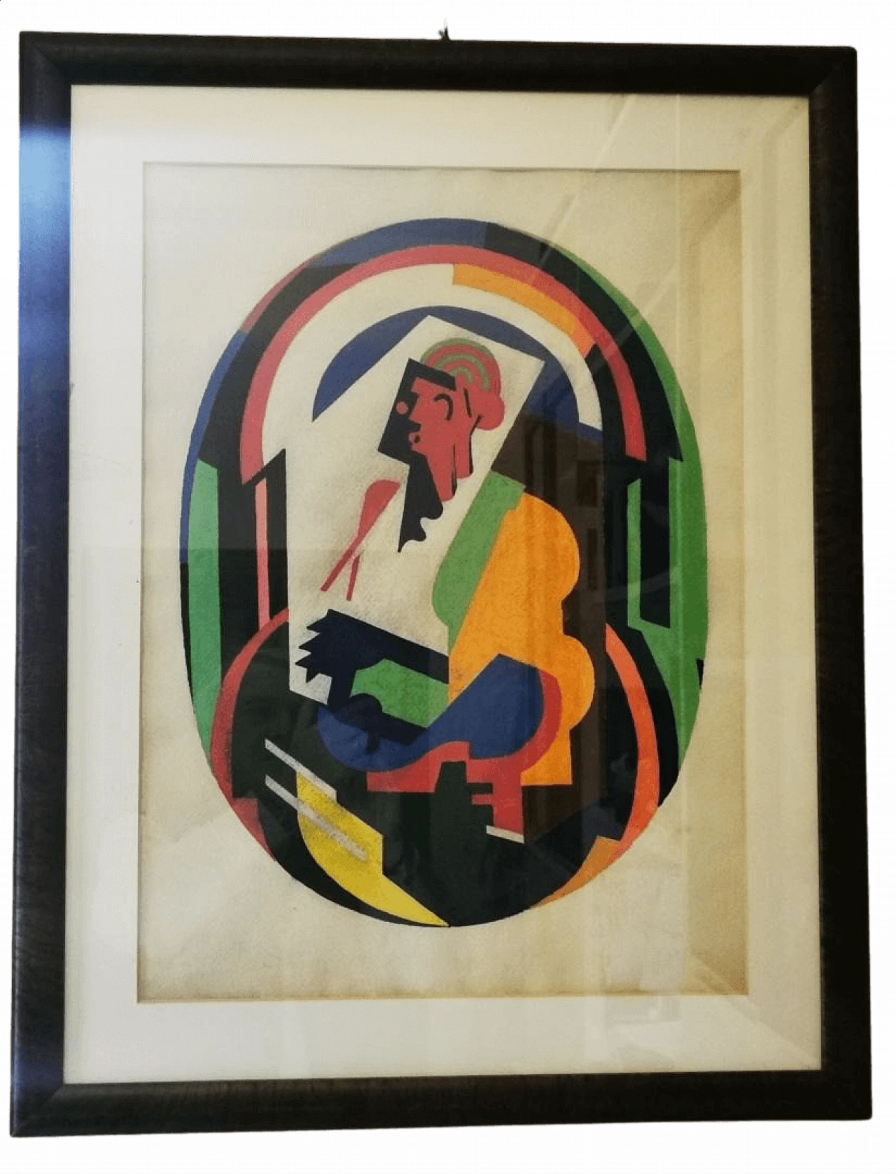Albert GLEIZES, astrazione CUBISTA dipinto a tempera su carta. FRANCIA 1