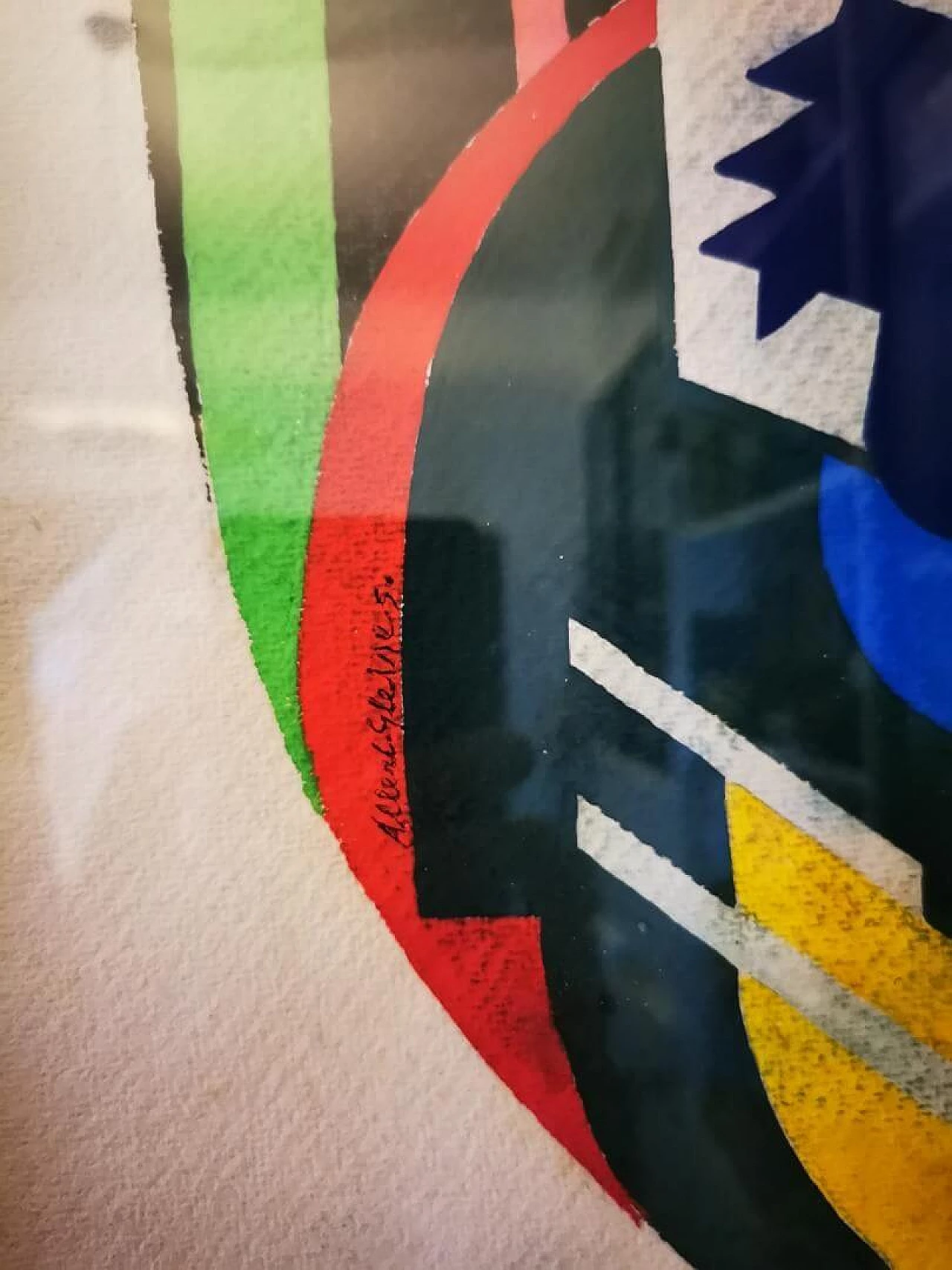 Albert GLEIZES, astrazione CUBISTA dipinto a tempera su carta. FRANCIA 4