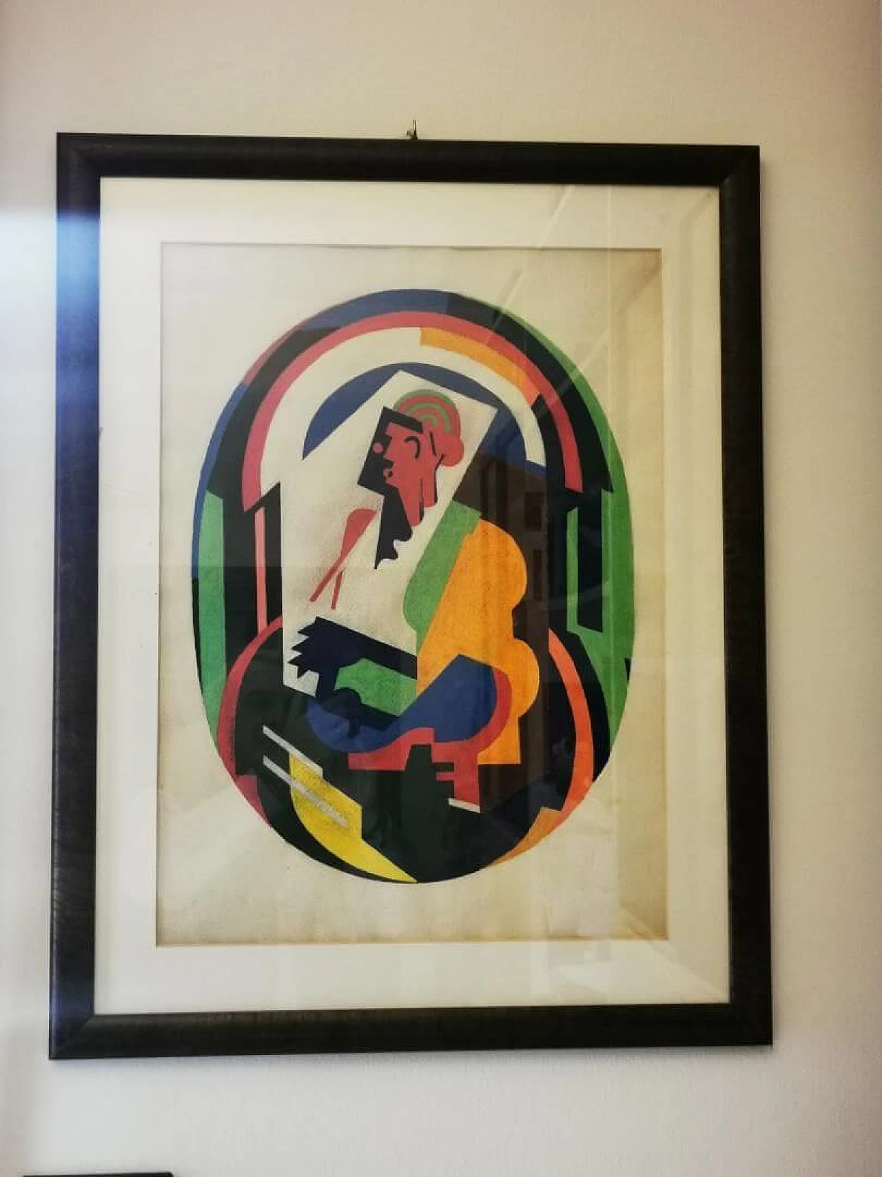 Albert GLEIZES, astrazione CUBISTA dipinto a tempera su carta. FRANCIA 5