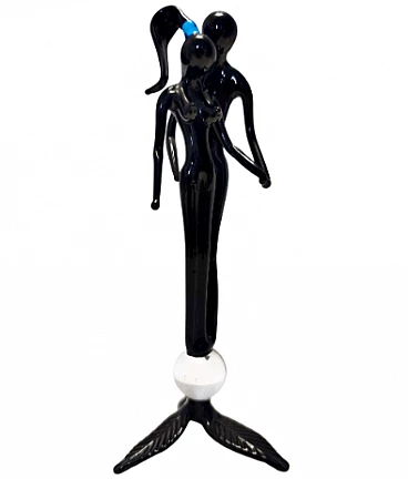 Black Murano glass sculpture of pair of figures, 1990s
