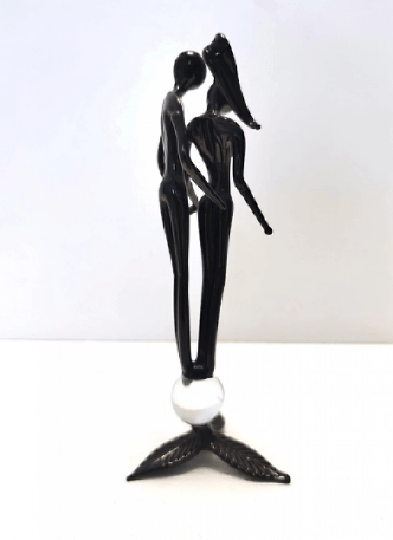 Black Murano glass sculpture of pair of figures, 1990s 6