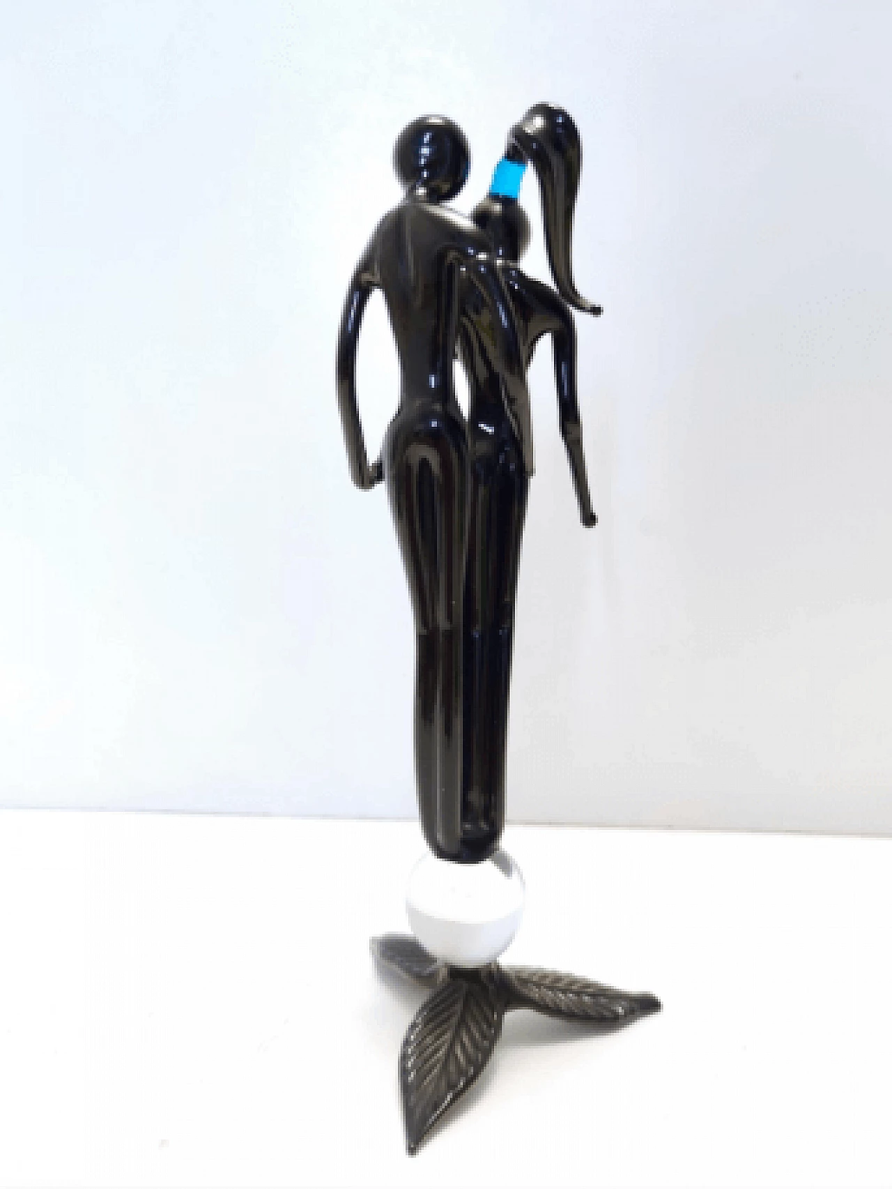 Black Murano glass sculpture of pair of figures, 1990s 7