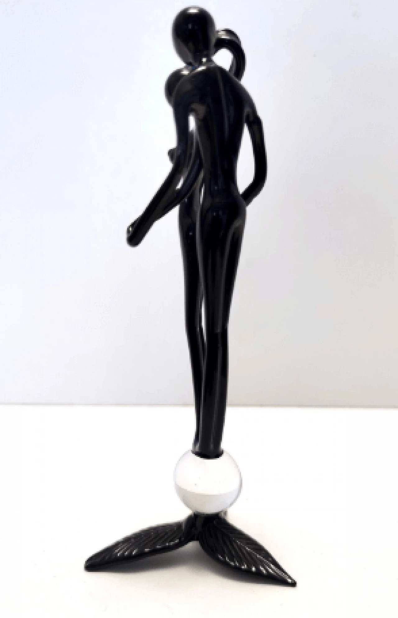 Black Murano glass sculpture of pair of figures, 1990s 8