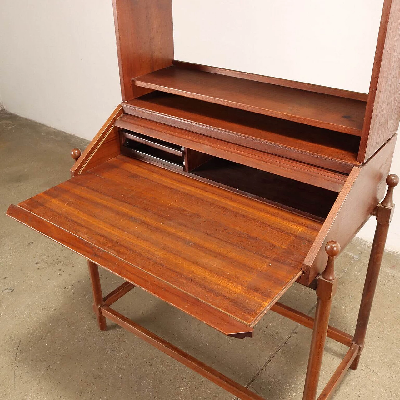 Teak veneered wood desk by Fratelli Proserpio, 1960s 3