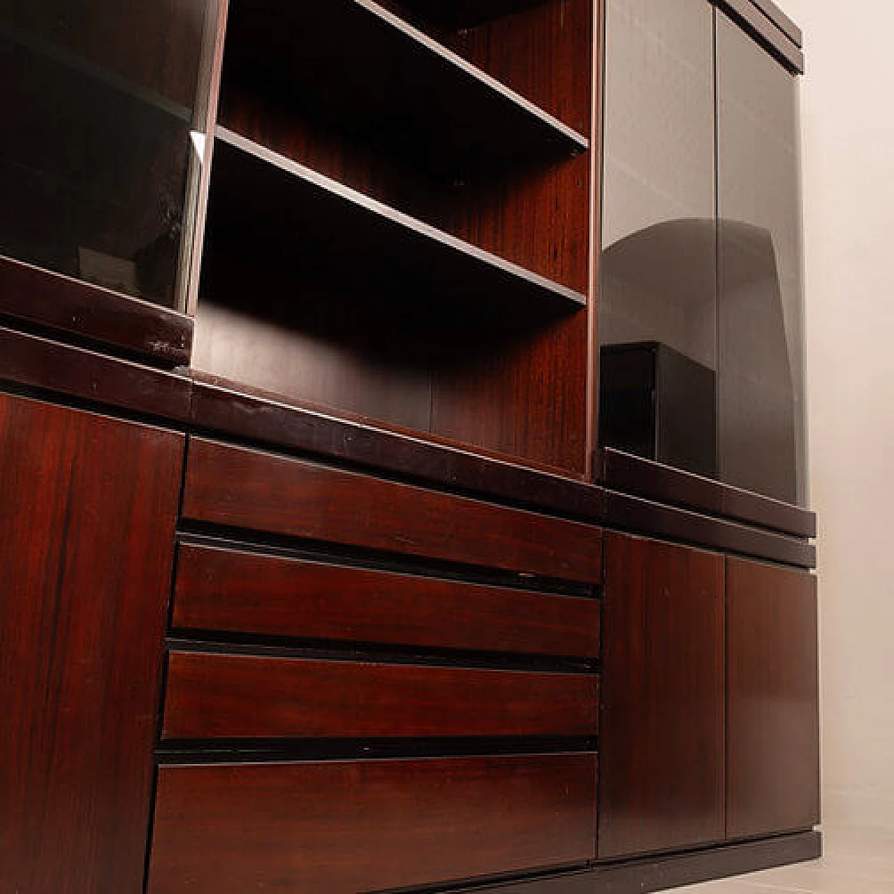 Programma S11 rosewood bookcase by Angelo Mangiarotti for Sorgente dei Mobili, 1970s 2