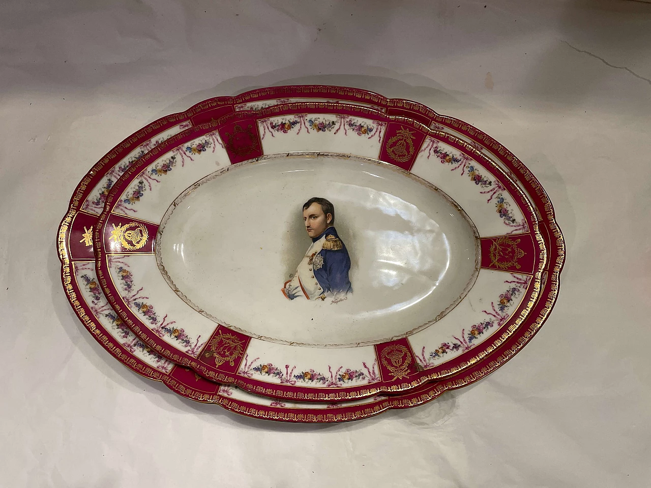 Pair of porcelain plates with portrait of Napoleon by KPM 11