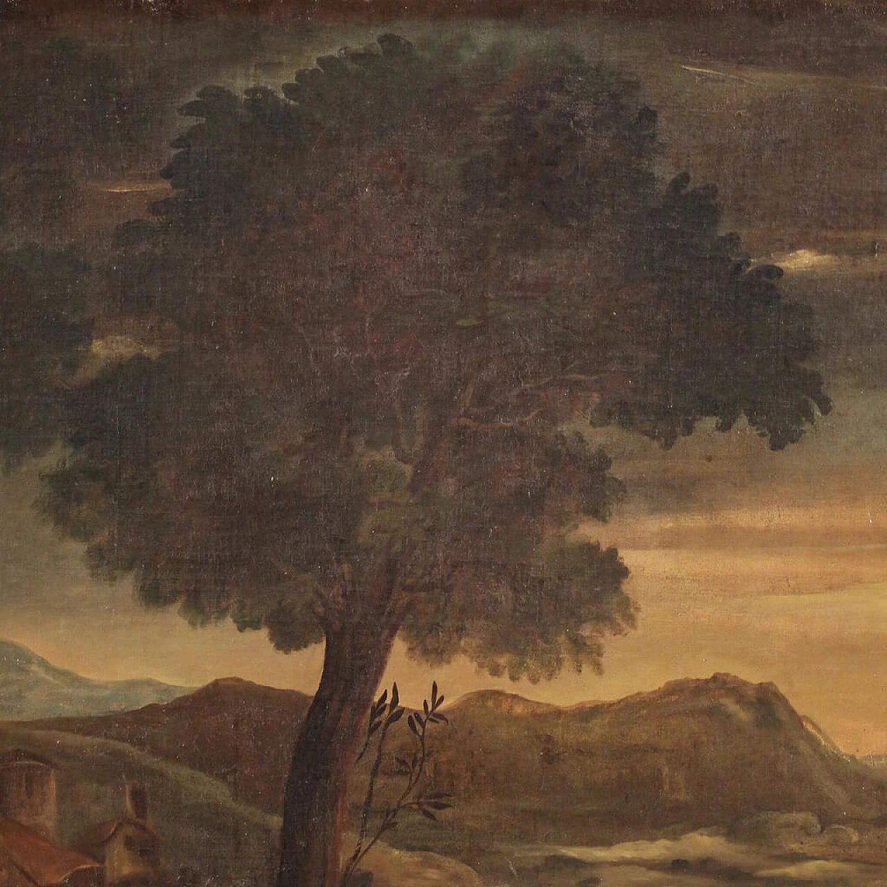 Italian landscape, oil on canvas with Louis XVI frame, 18th century 3