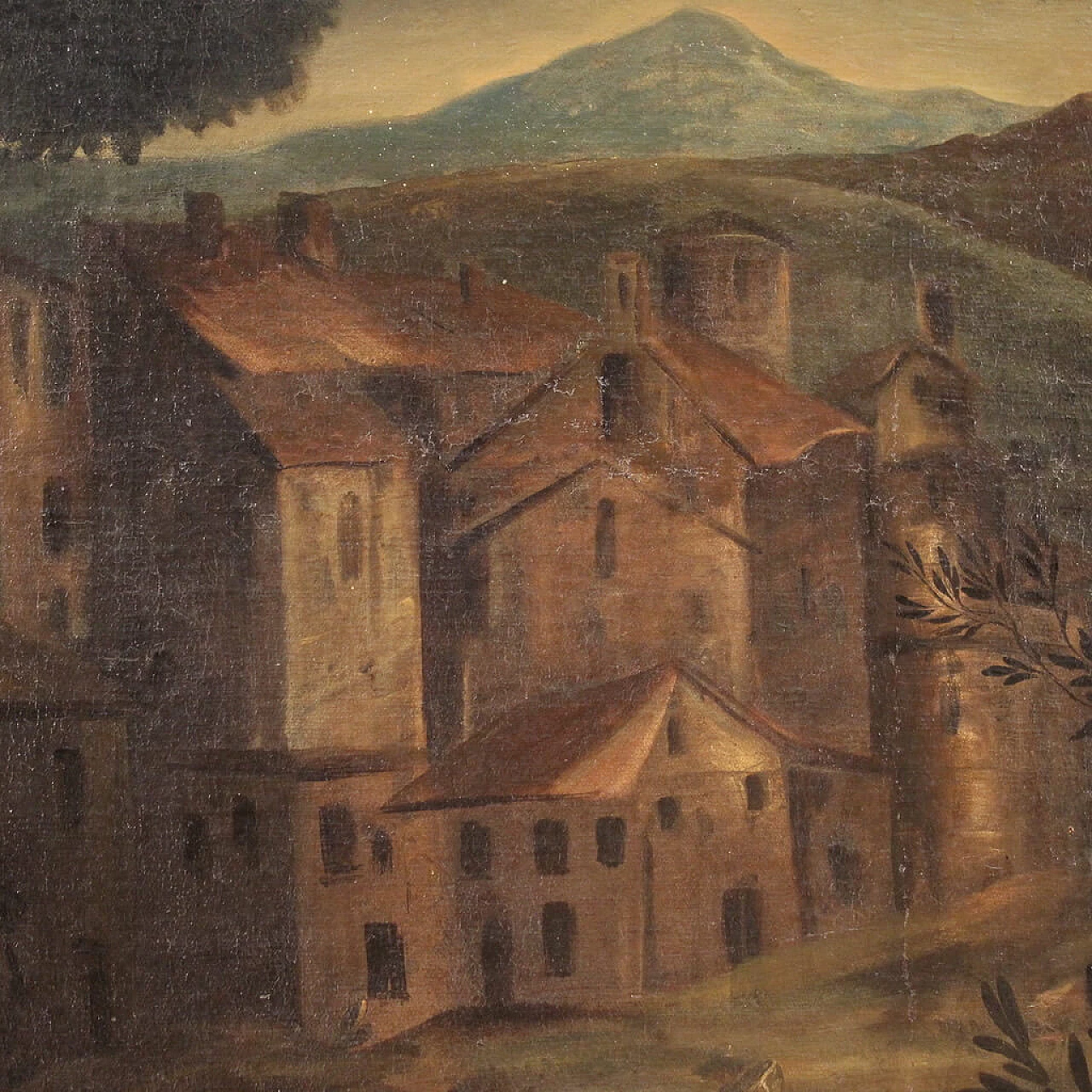 Italian landscape, oil on canvas with Louis XVI frame, 18th century 5