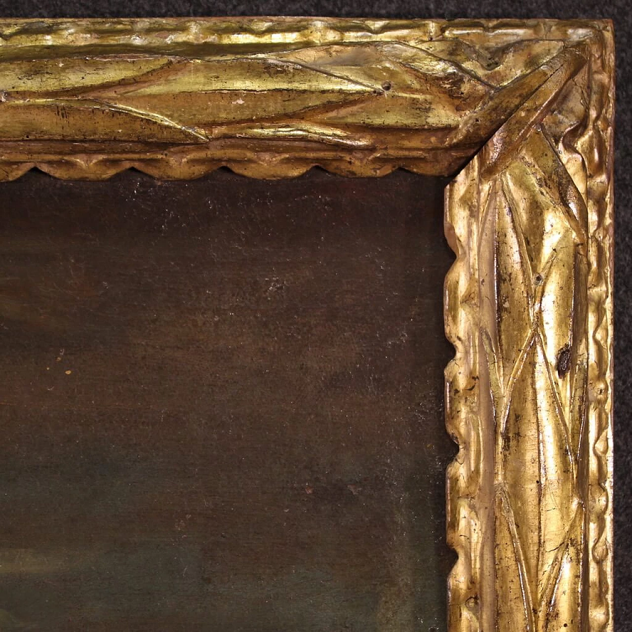 Italian landscape, oil on canvas with Louis XVI frame, 18th century 8