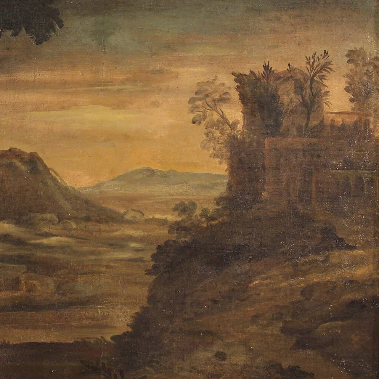 Italian landscape, oil on canvas with Louis XVI frame, 18th century 10