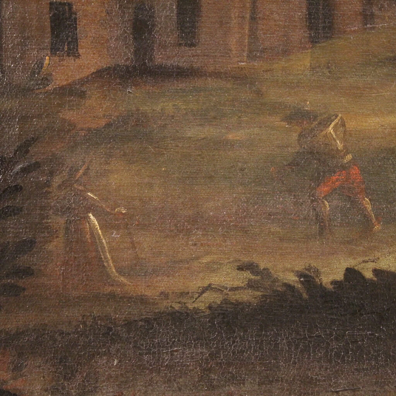 Italian landscape, oil on canvas with Louis XVI frame, 18th century 12