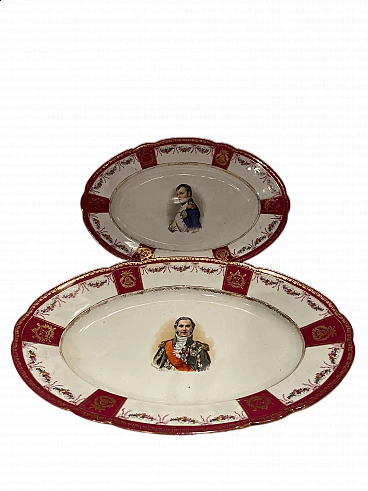 Pair of porcelain plates with portrait of Napoleon by KPM