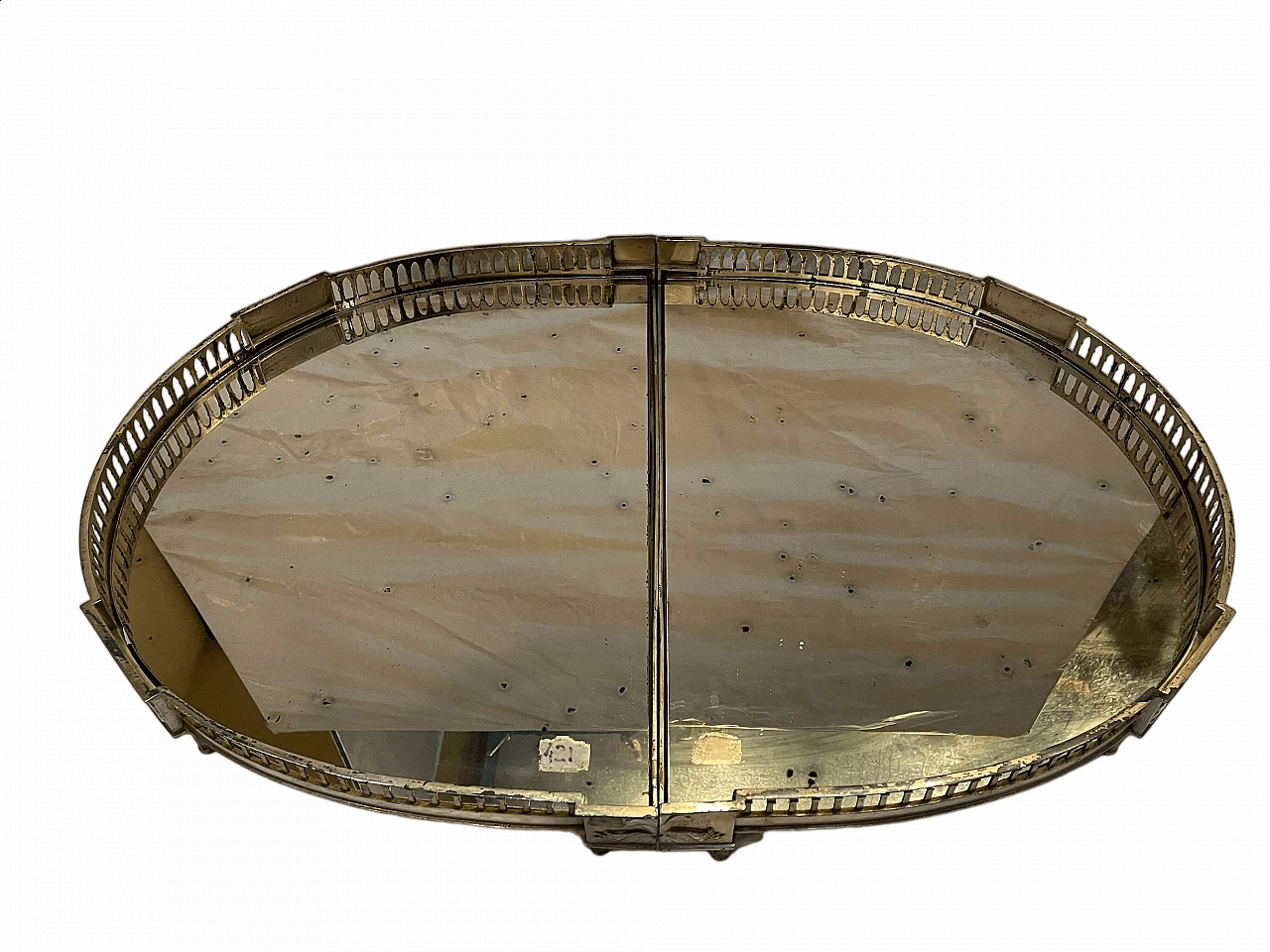 Centrotavola francese in metallo argentato e specchio, fine '700 10