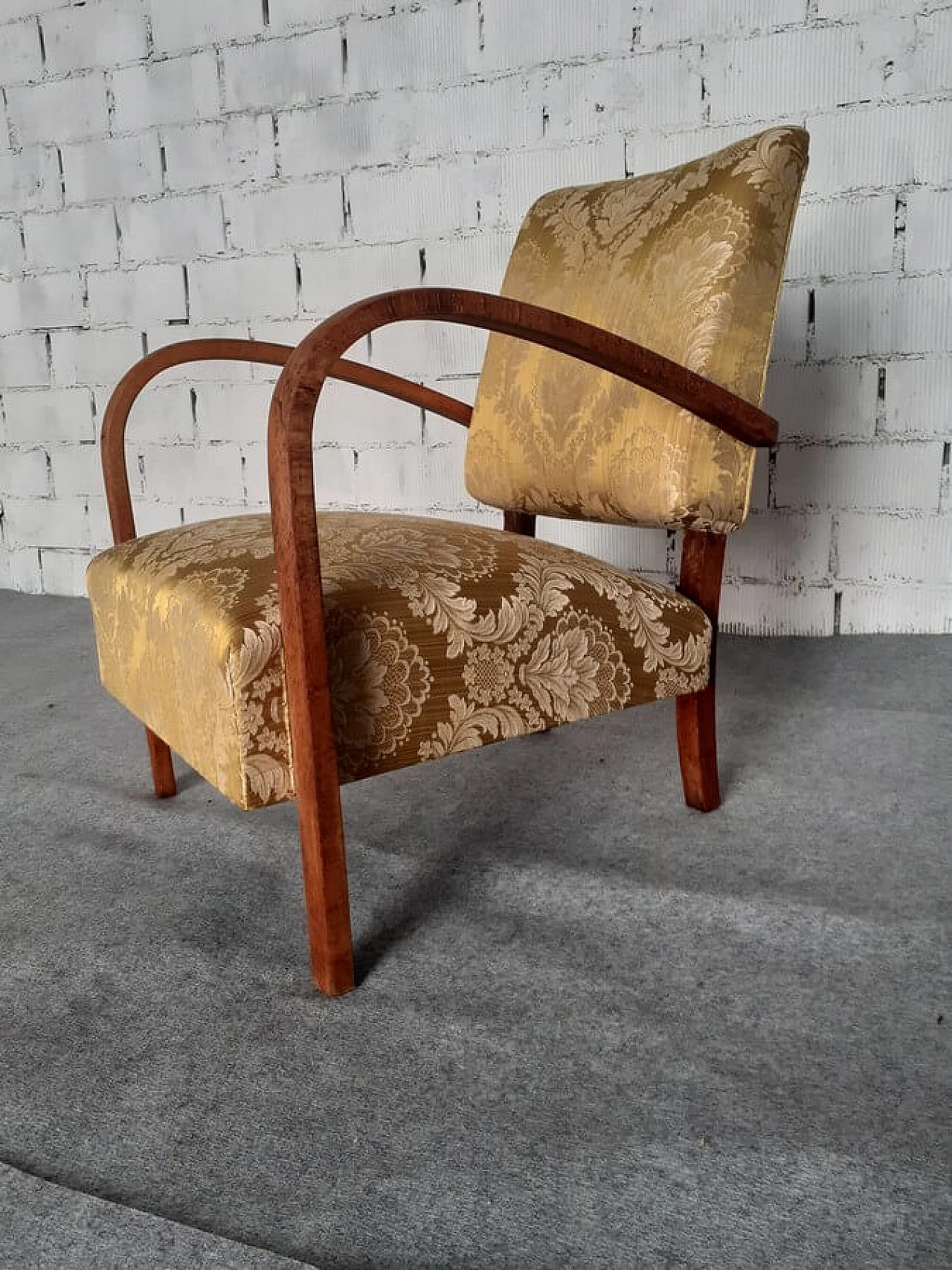 Armchair with wooden frame, 1940s 4