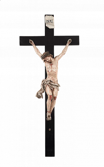 Neapolitan polychrome wood crucifix, first half of the 18th century