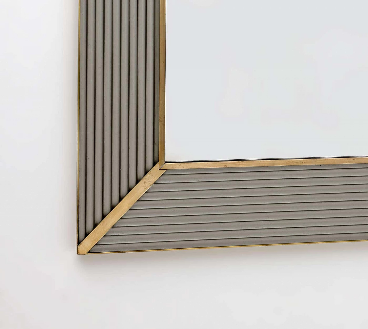 Specchio da parete in ottone e vetro di Murano, anni '90 2