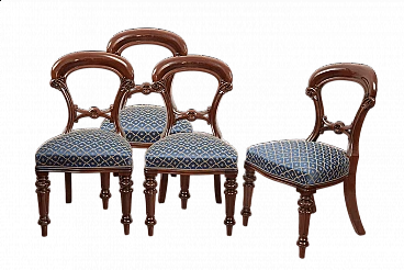 4 Victorian solid mahogany chairs, first half of the 19th century