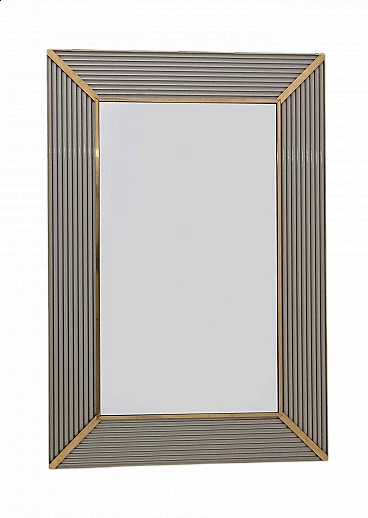 Specchio da parete in ottone e vetro di Murano, anni '90