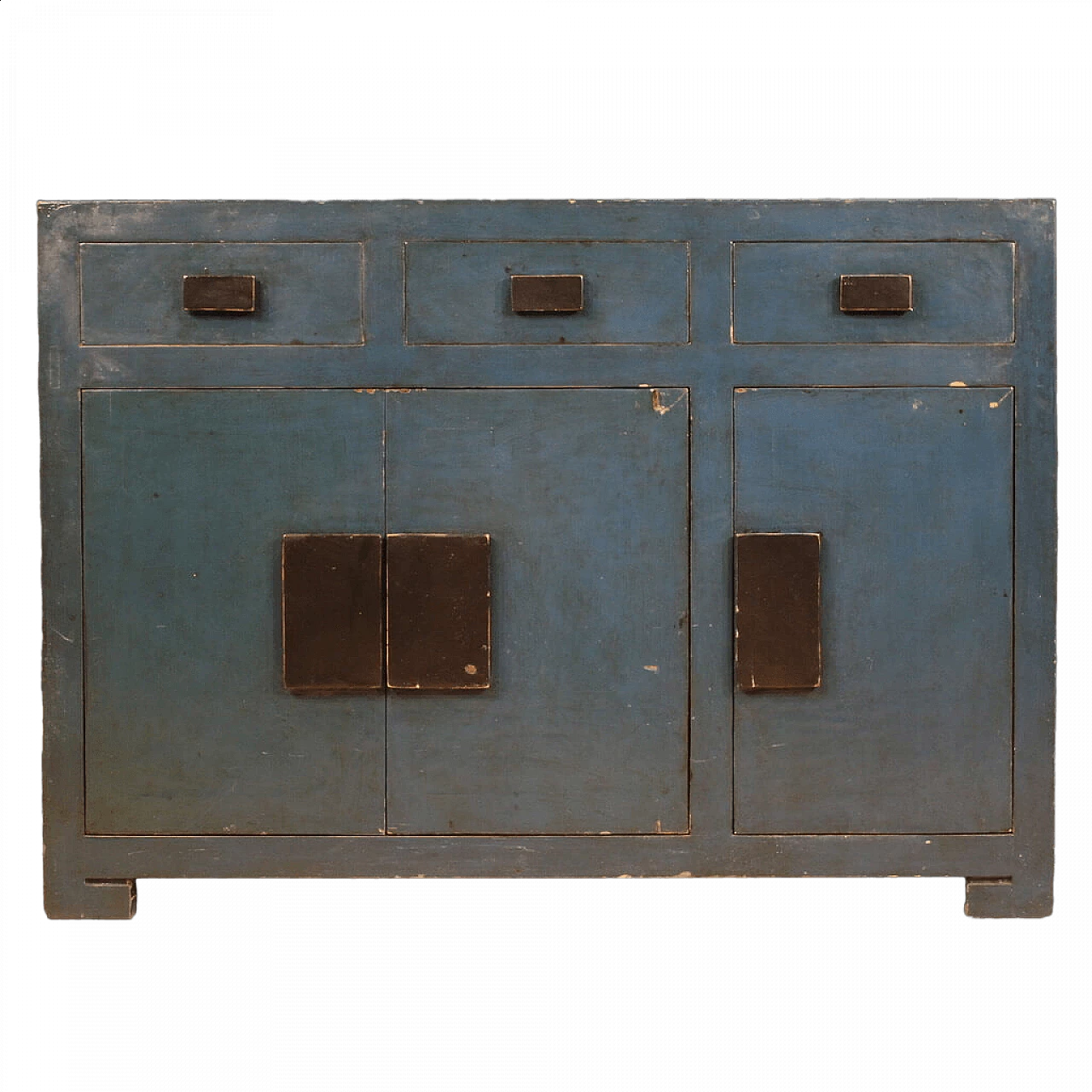 Chinese blue lacquered exotic wood sideboard, 1980s 13