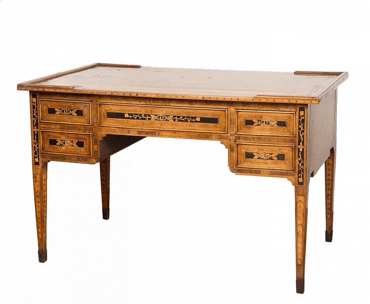 Scrivania Luigi XVI lombarda in noce con intarsi, '700 10