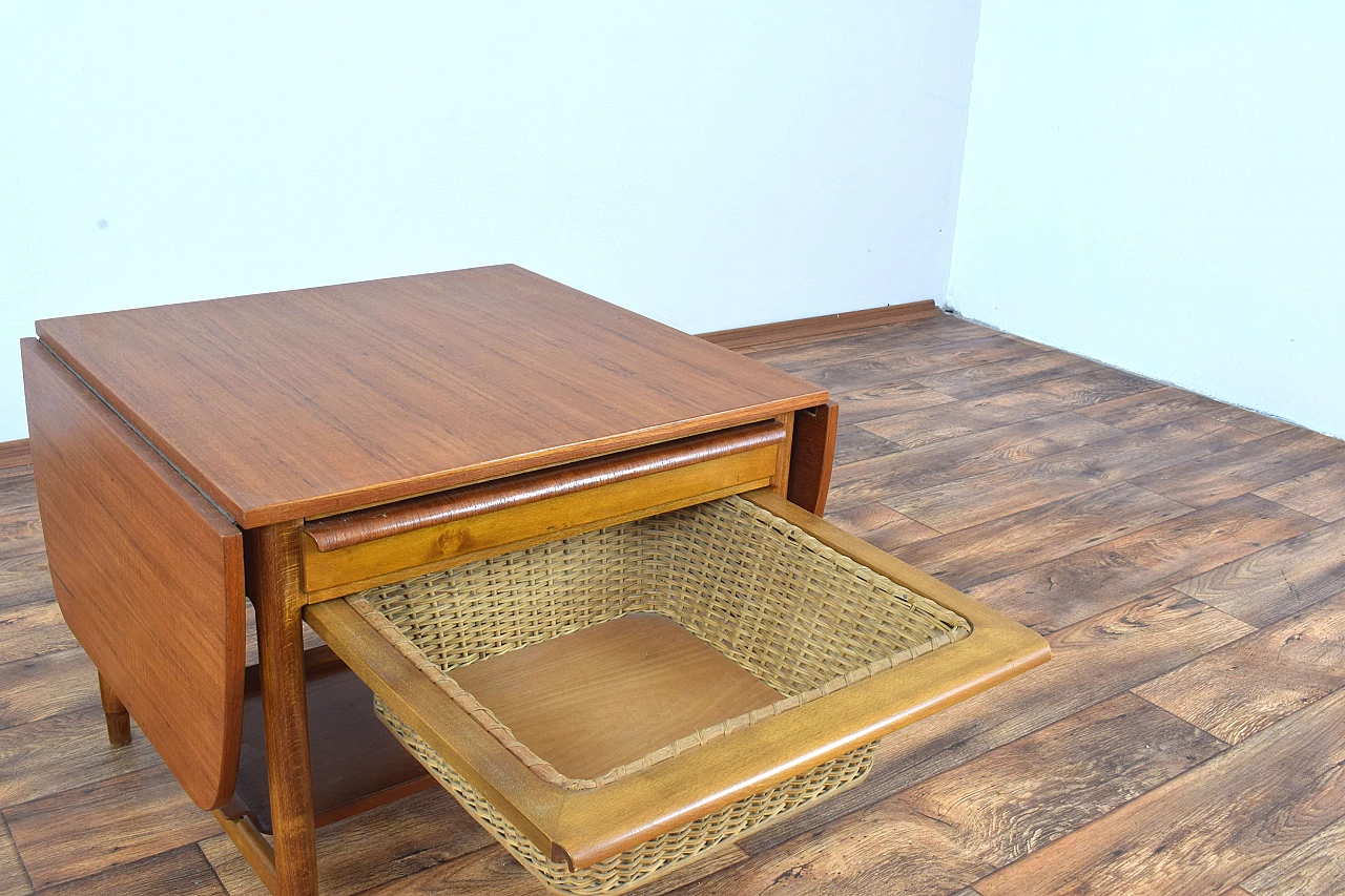 Teak and beech sewing table by Bertil Fridhagen for Bodafors, 1960s 7