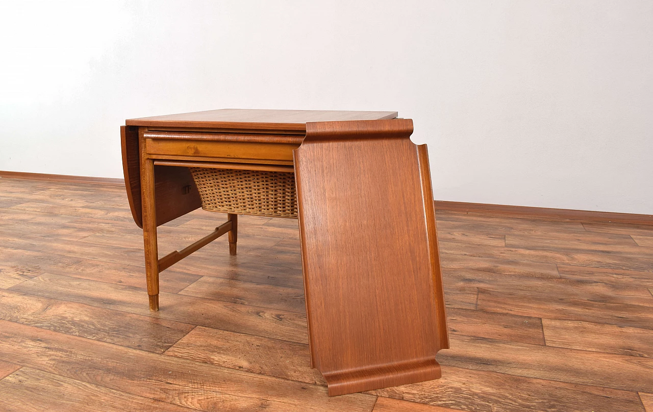 Teak and beech sewing table by Bertil Fridhagen for Bodafors, 1960s 8