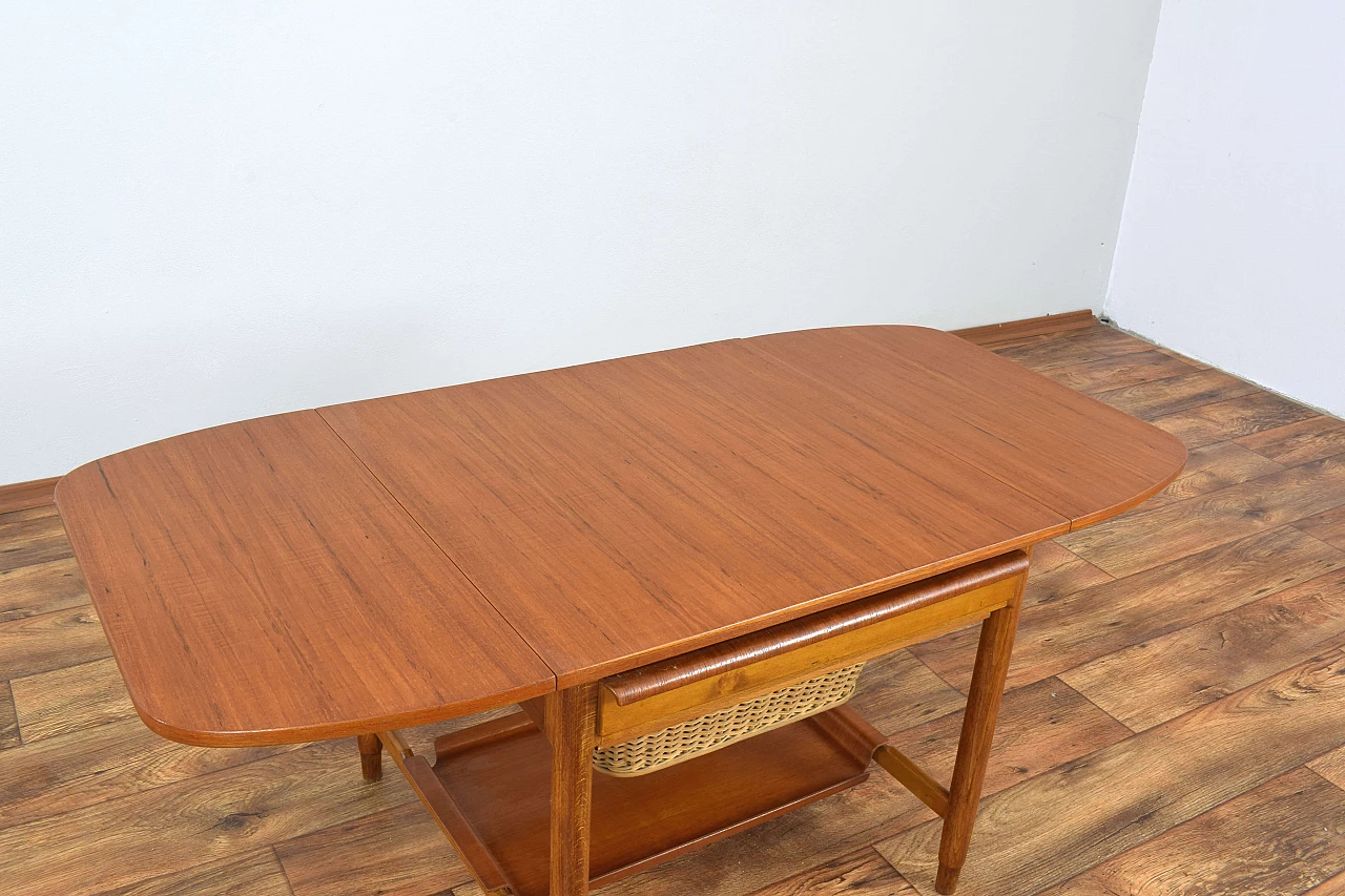 Teak and beech sewing table by Bertil Fridhagen for Bodafors, 1960s 9