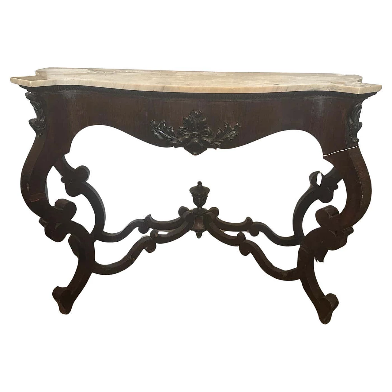 Sicilian Louis Philippe mahogany and marble console table, 1850 1