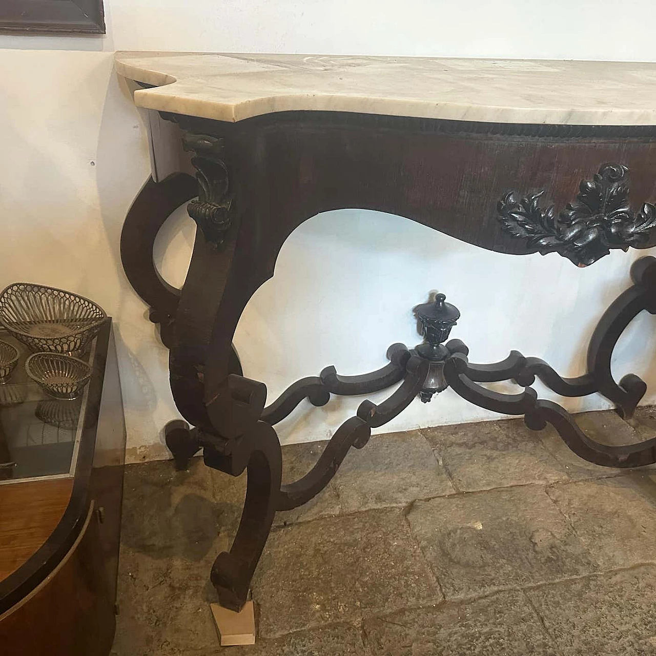 Sicilian Louis Philippe mahogany and marble console table, 1850 7