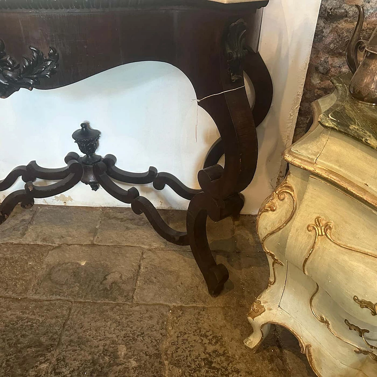 Sicilian Louis Philippe mahogany and marble console table, 1850 9