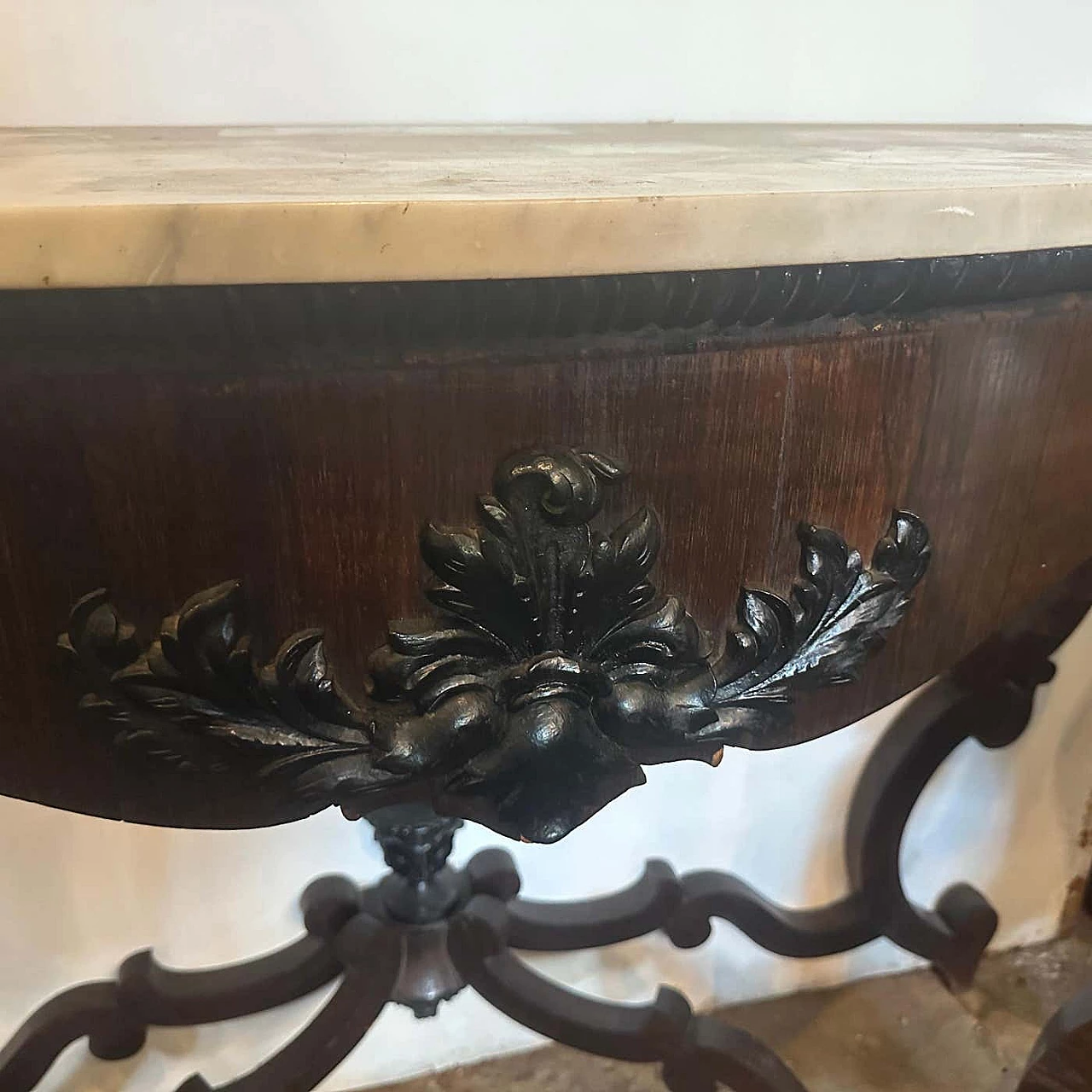 Sicilian Louis Philippe mahogany and marble console table, 1850 14