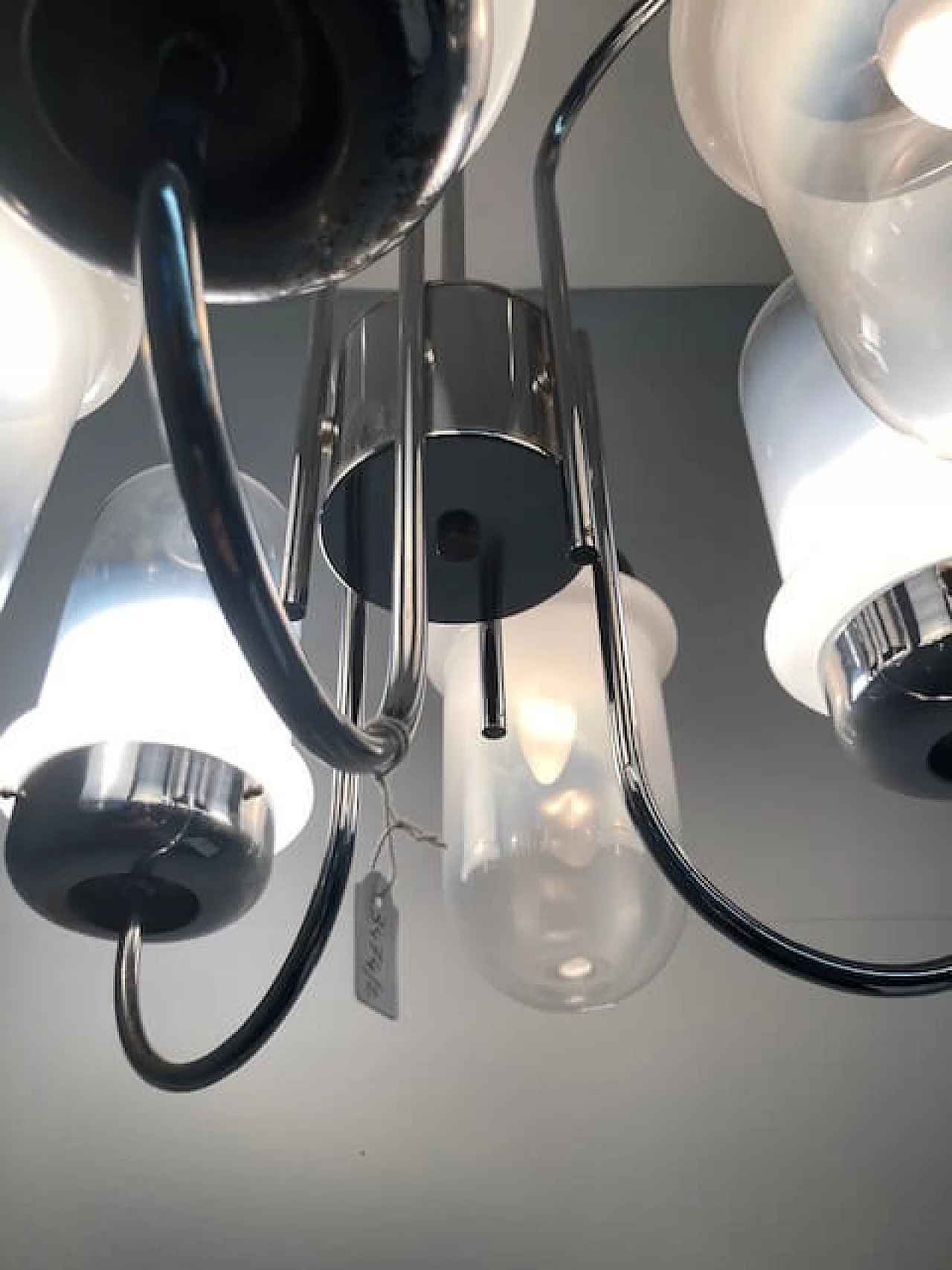 6-light Murano glass and metal chandelier, 1970s 5