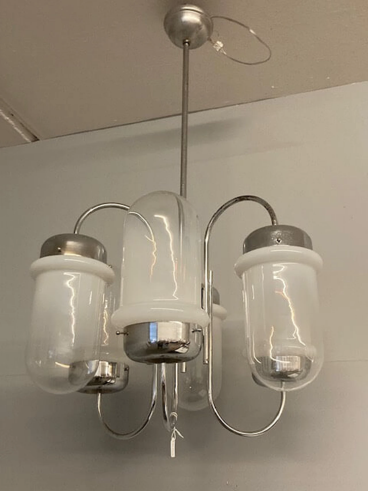 6-light Murano glass and metal chandelier, 1970s 9