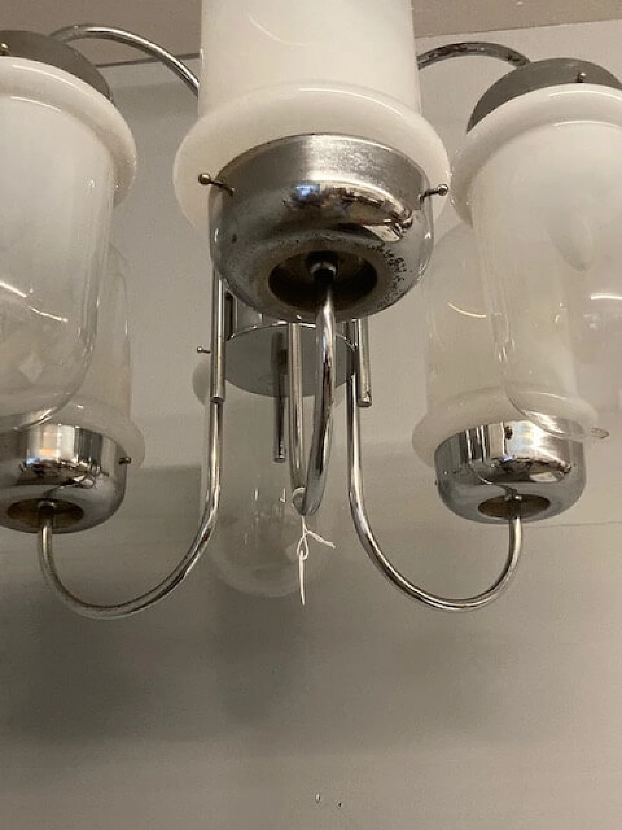 6-light Murano glass and metal chandelier, 1970s 10