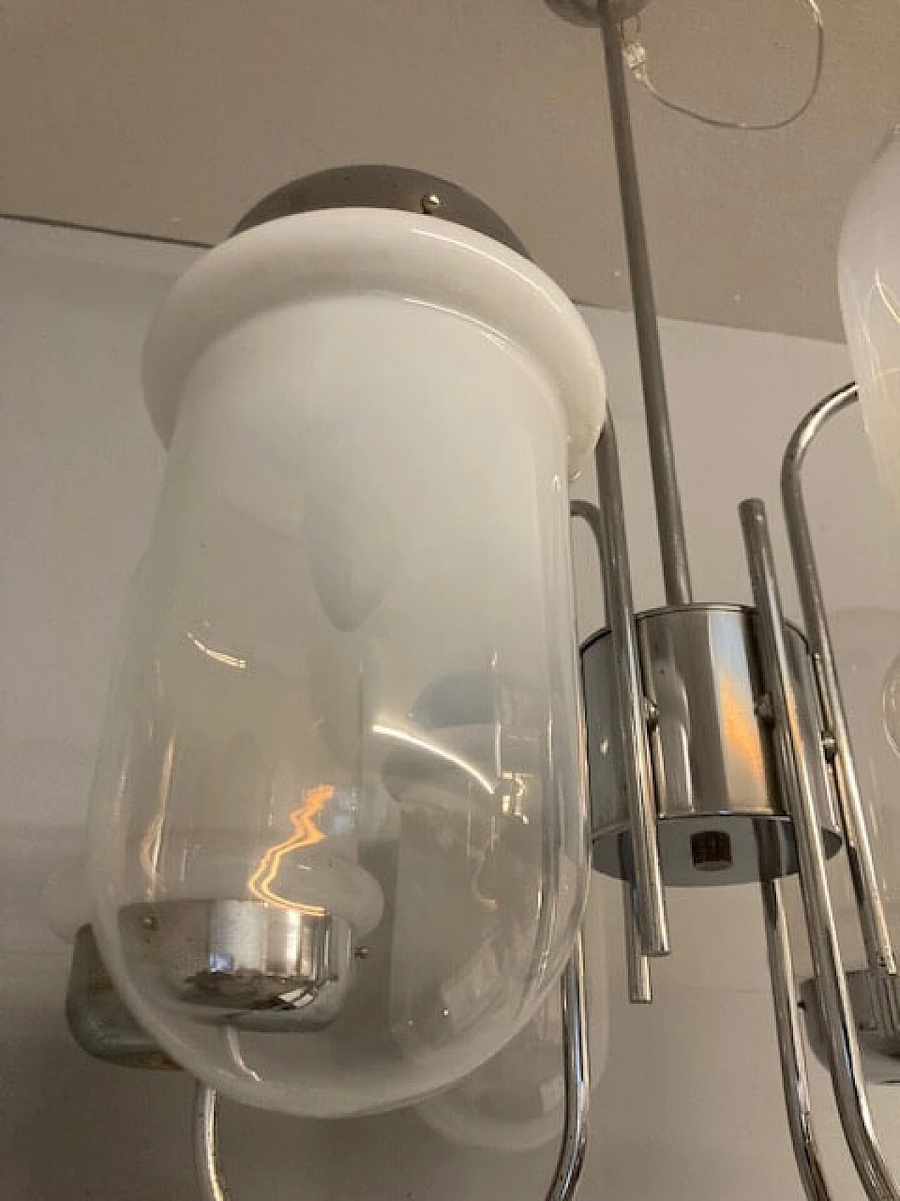 6-light Murano glass and metal chandelier, 1970s 11