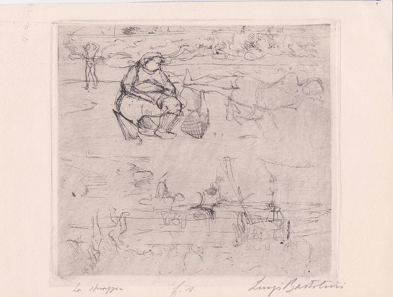 Luigi Bartolini, The Beach, etching on applied Chinese paper, 1936 1