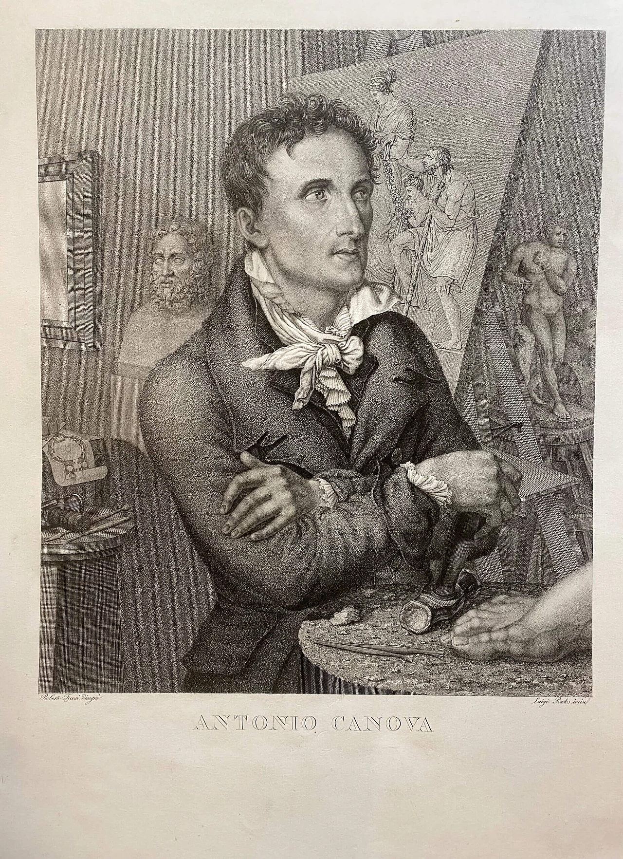 Luigi Rados, Ritratto di Antonio Canova, acquaforte, 1825 1