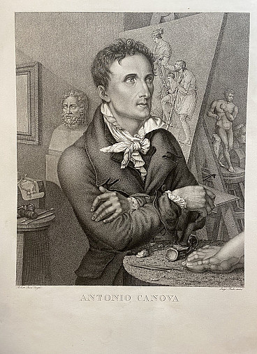 Luigi Rados, Portrait of Antonio Canova, etching, 1825