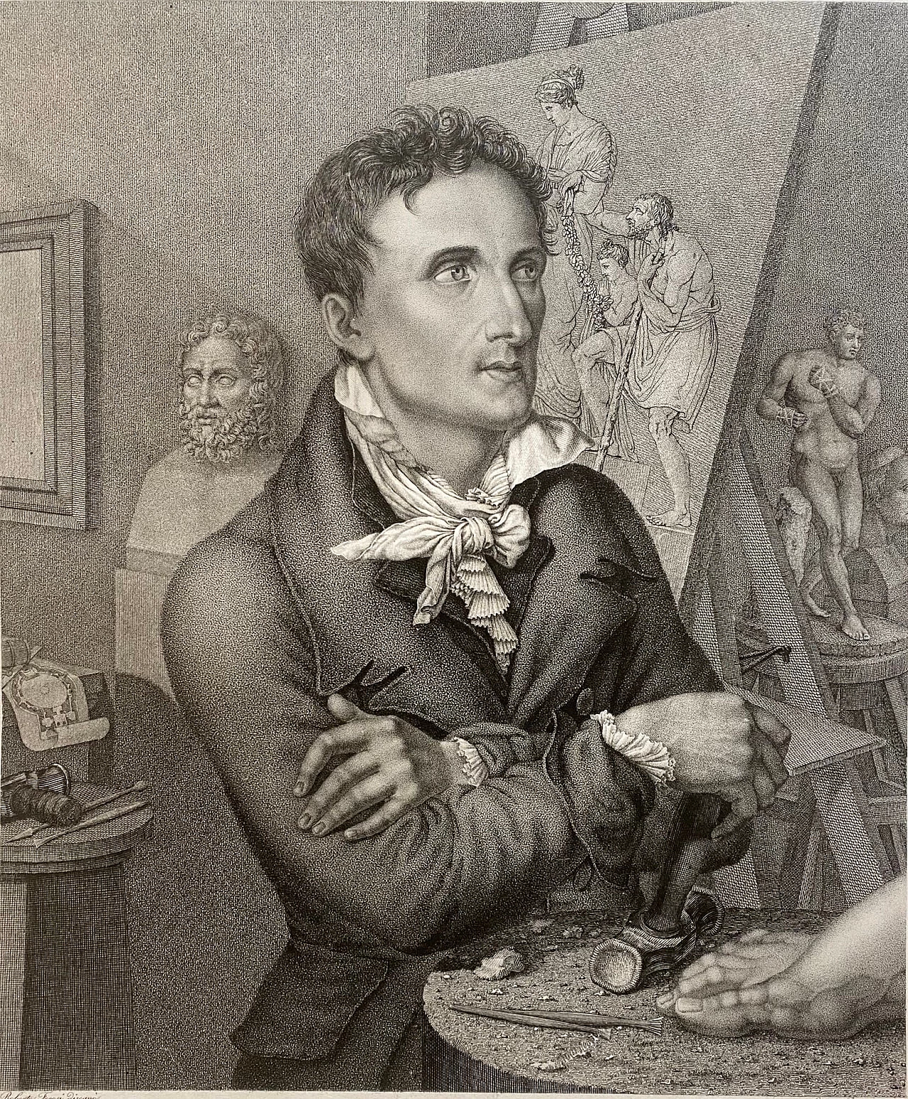 Luigi Rados, Portrait of Antonio Canova, etching, 1825 2
